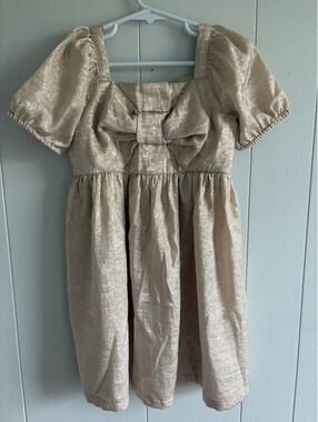 5 Yrs Champagne Shimmery GAP Girls Bow Short Dress